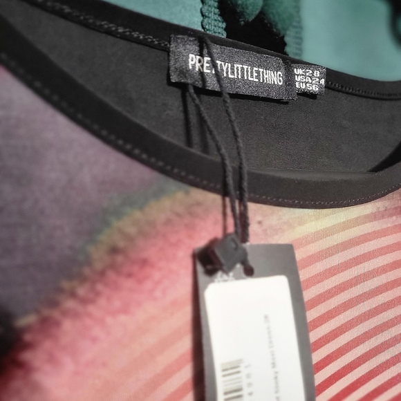 PrettyLittleThing Pink Ombre Body Print Maxi Dress - Size 24 - Picture 6 of 8